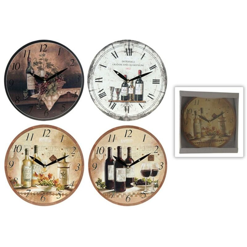 Reloj pared chapa 28 cm vinos