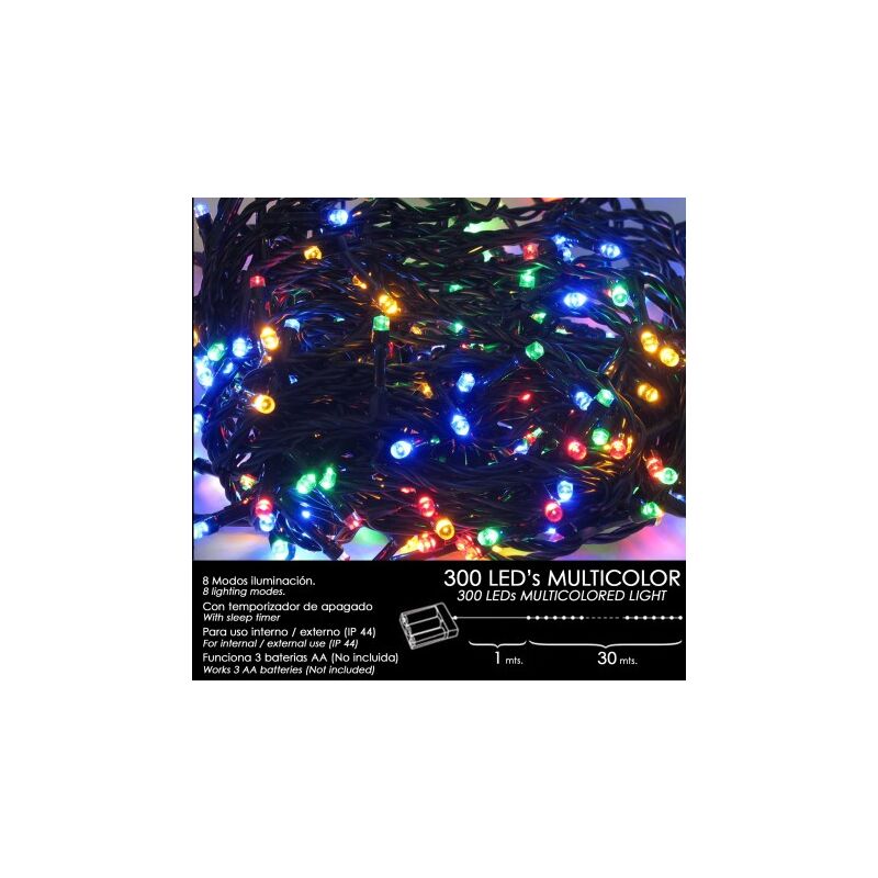 Luces Navidad A Pilas 300 Leds Multicolor Interior / Exterior (ip44) con  Ofertas en Carrefour