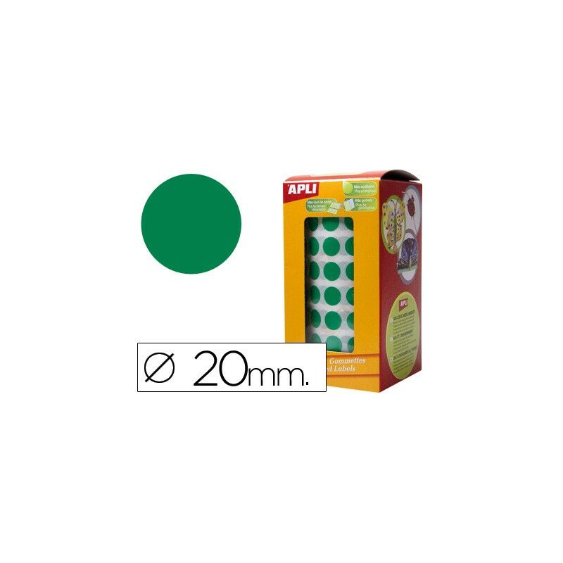 Gomets Autoadhesivos Circulares 20mm Verde En Rollo