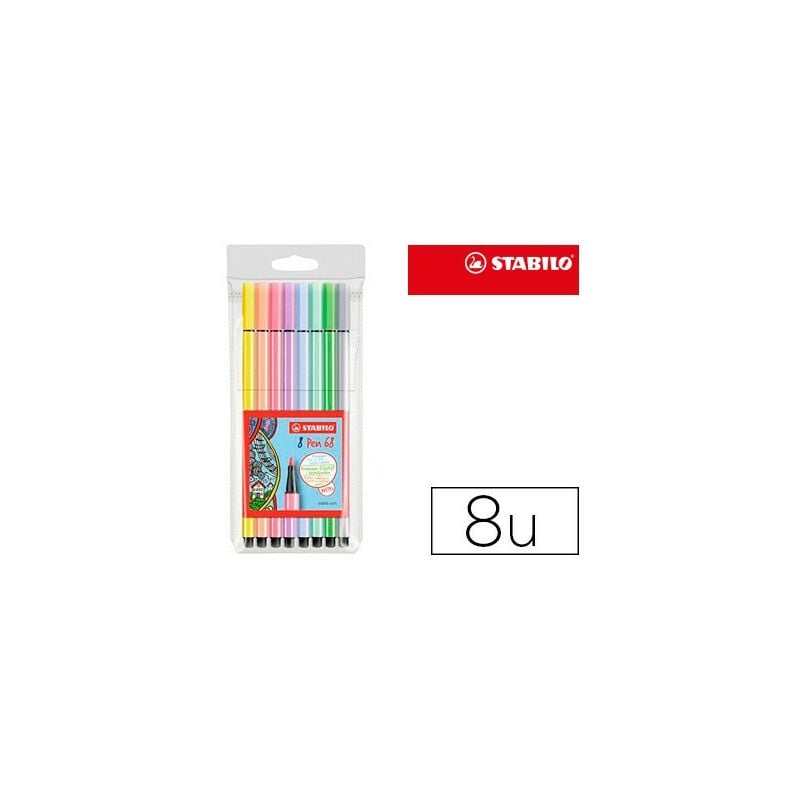 Rotulador stabilo acuarelable pen 68 estuche de 8 colores surtidos pastel