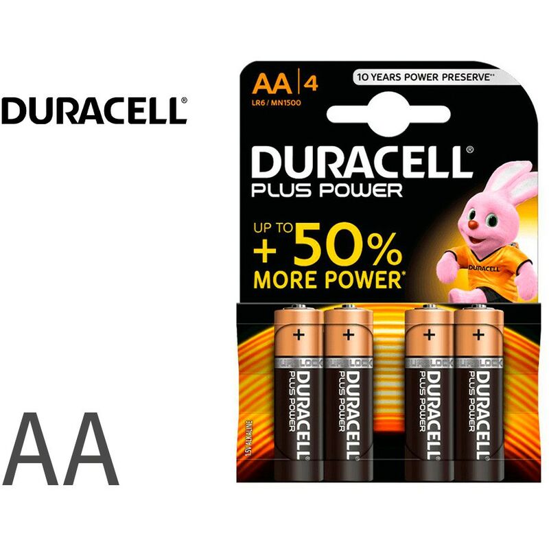 Pack 4 pilas alcalinas AA LR6 Duracell Simply larga duración