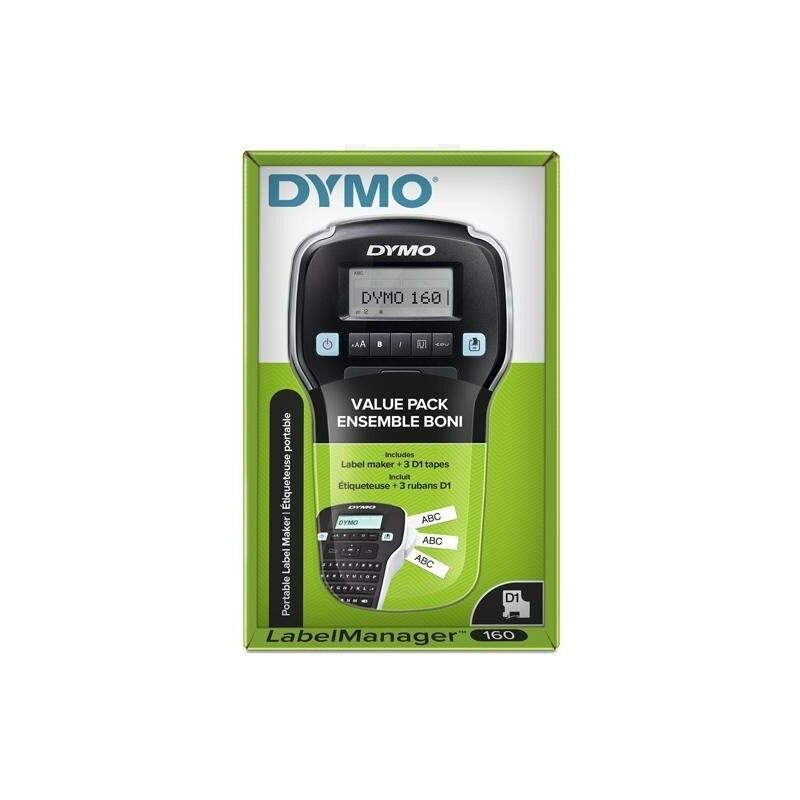 Dymo etiquetadora - rotuladora electrnica lm160 mas 3 cintas d1 de 12mm negro sobre blanco