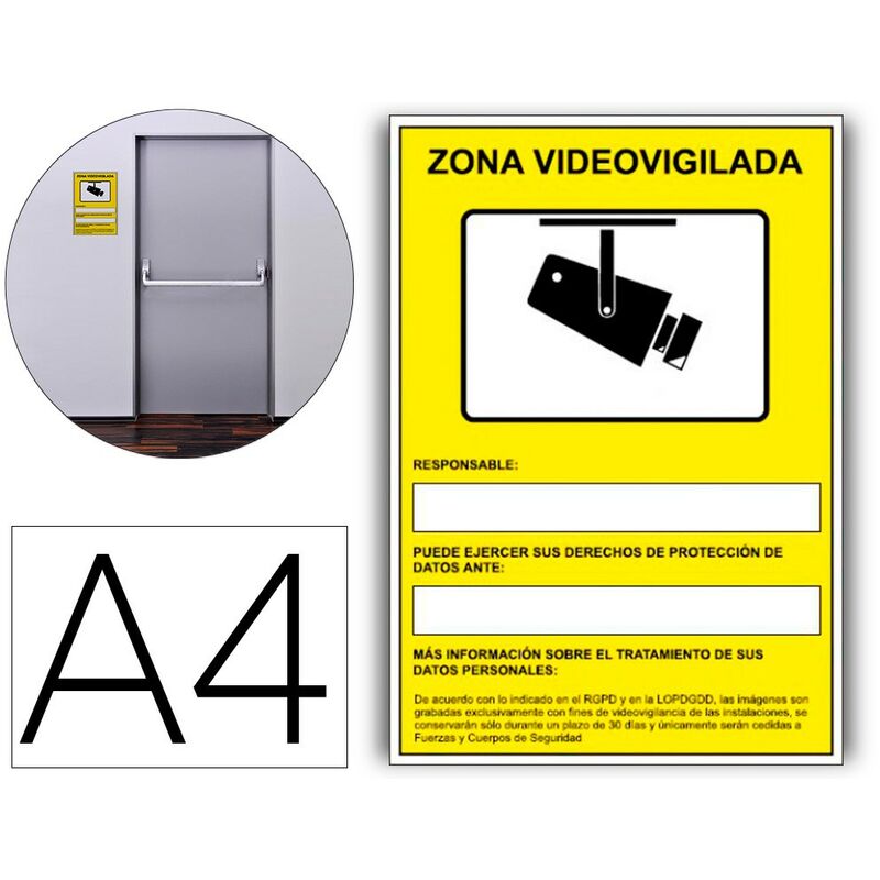 Cartel adhesivo: Zona videovigilada 14,9 x 10,1 cm