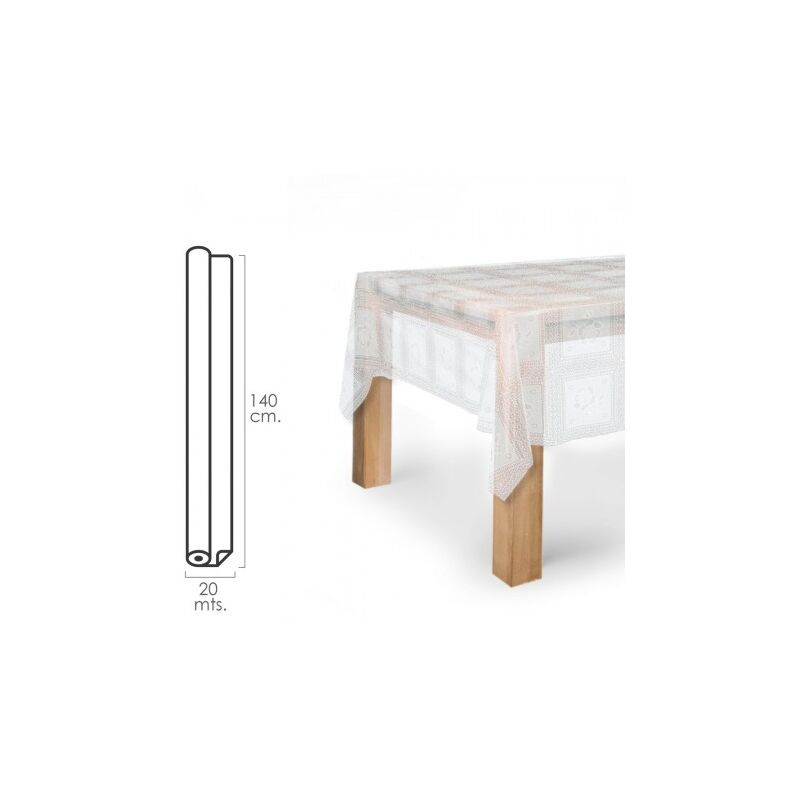 Mantel hule rectangular bordados transparente. impermeable antimanchas pvc 140 cm. x 20 metros. rollo recortable. interior y ext