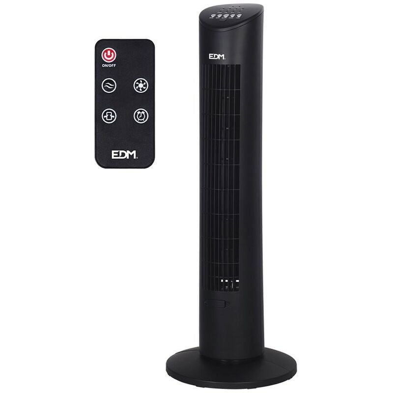 Ventilador de torre. potencia: 60w con mando a distancia. negro 28x78,3cm edm