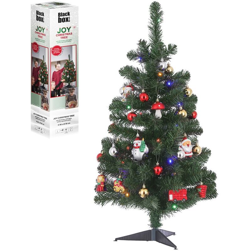 Kit infantil arbol de navidad con decoracion y luces led 90cm