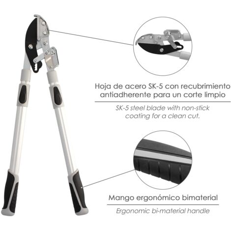 Cortasetos telescópico a 2 manos de aluminio - Extensible de 68 a