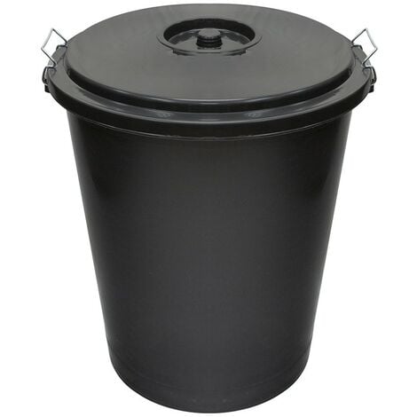 Cubo basura plástico moderno, Apertura con pedal, Cubo reciclar, 50  litros (Negro - Gris)