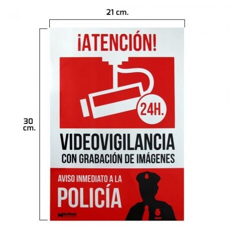 Cartel Alarma Conectada Aviso A Policia 30x21 Af 21