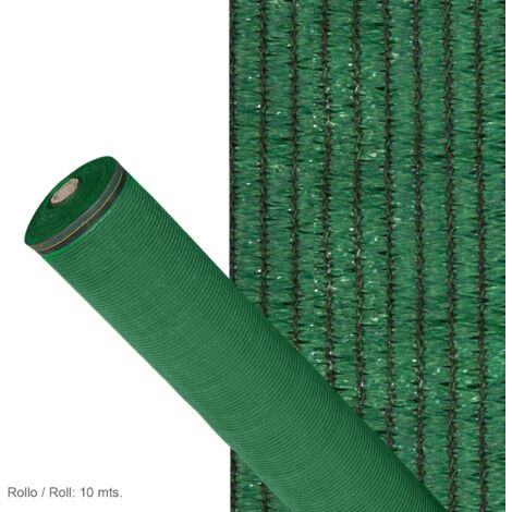 Malla sombreo 90%, rollo 2 x 10 metros, reduce radiación, protección jardín y terraza, regula temperatura, color verde claro