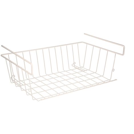 Cesta bajo estante colgante blanca 39x25x11cm.