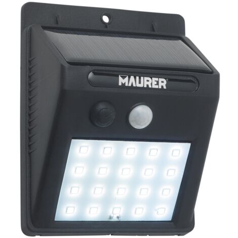 Aplique foco solar led exterior ip65, 200 lumenes, sensor movimiento y crepuscular, foco led bateria, foco solar bateria,