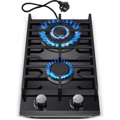 Plaque de cuisson gaz 2 feux 5200W – Brûleur wok 3400W – Verre trempé 8mm – Système de sécurité anti-fuite – Compact pour petits espaces (1/5)