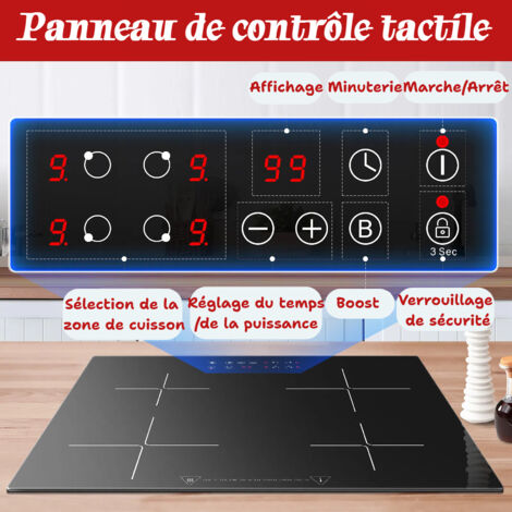 Set Four Encastrable + Plaques Induction KKT KOLBE, 60cm, Inox, Noir, Classe A, Neuf