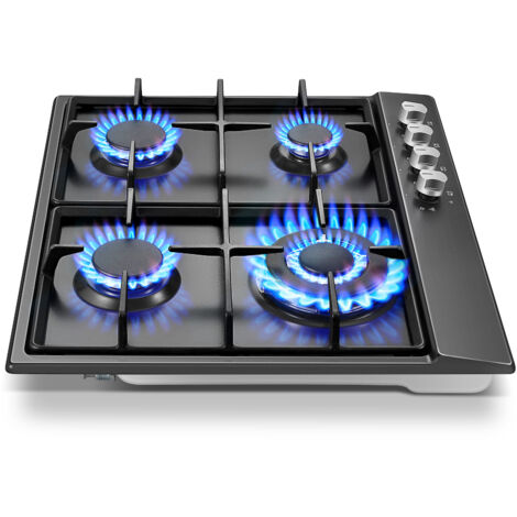 Plaque de cuisson à gaz 4 feux – Sécurité thermocouple – Compatible gaz naturel et propane – Puissance 8,06 kW – Panneau émaillé noir (1/5)