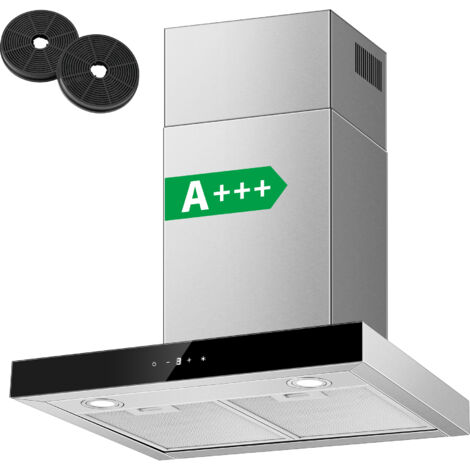 Hotte aspirante 60 cm – Classe A+++ – 450 m³/h – Silencieuse 61 dB(A) – Évacuation ou recyclage – 3 vitesses – Commande tactile – Inox