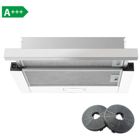 Hotte aspirante encastrable 60 cm – Filtre télescopique – Débit 400 m³/h – Classe A+++ – Éclairage LED – Mode recyclage/évacuation