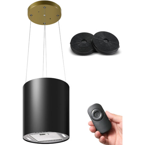 SNDOAS Hotte Aspirante, Hotte Suspendue 35cm avec 2 Filtres à Charbon, Débit d'Air Puissant 700 m³/h, 3 Vitesses, Arrêt Retardé (5 minutes), Éclairage LED, Noire [Classe énergétique A+]