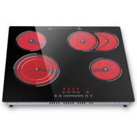 Plaque Vitrocéramique 4 Feux,Encastrable 59 cm avec Zone Ovale & Triple Couronne,6700W,9 Niveaux,Minuterie