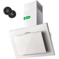 Hotte Aspirantes 60cm,Class A++ Hotte Cuisine inclinée 350m³/h,Hotte aspirante Evacuation ou Recyclage,3 Vitesses