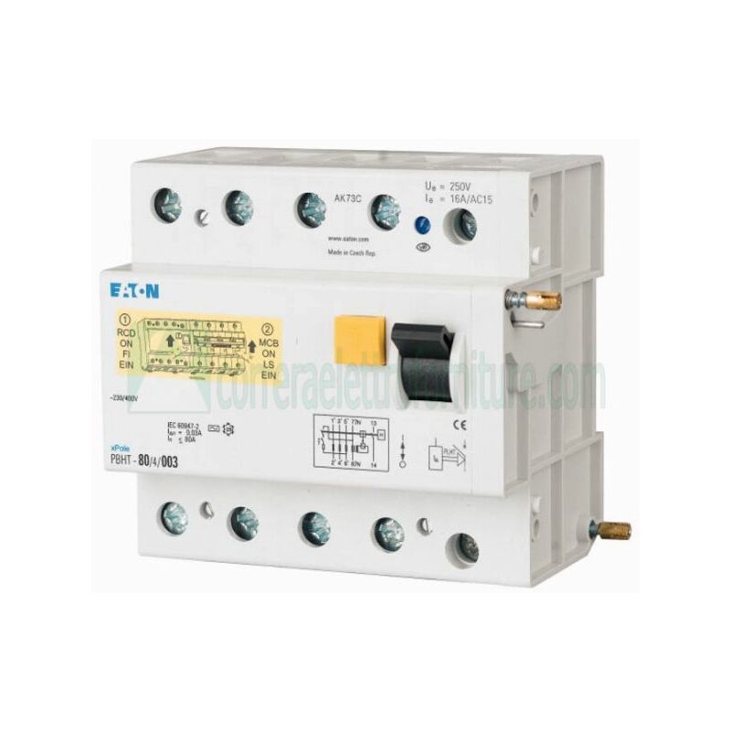 Eaton 248807 blocco differenziale 4 Poli 125A- 0.03A classe AC per  interruttori PLHT