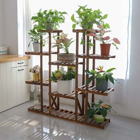 UNHO Estantería para Macetas de Madera Soporte para Plantas Decorativo 116  x 25 x 115cm