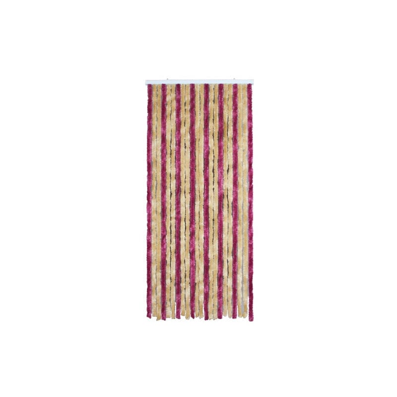 Rideau de porte Florence chenilles 90x220 cm - vanille, griotte - MOREL