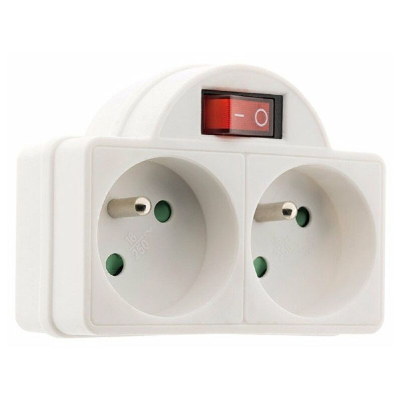 Biplite 2x16a façade + interrupteur blanc