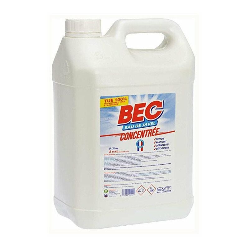 Javel Bec concentré 9,6% 36°Chlore actif 5 litres - BEC