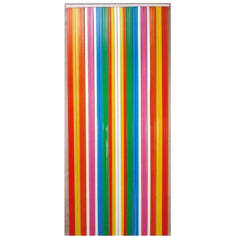 Rideau de porte bois bambou peint Rainbow - 90 x 200 cm - Morel