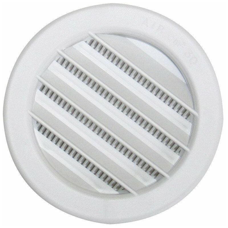 Grille ventilation ronde à encastrer plastique blanc - Ext Ø40mm - Tube 32mm