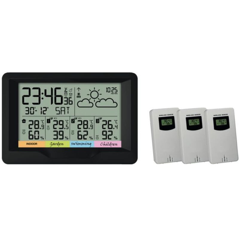 Station météo couleur WIFI radio contrôlée + 3 Sondes extérieures