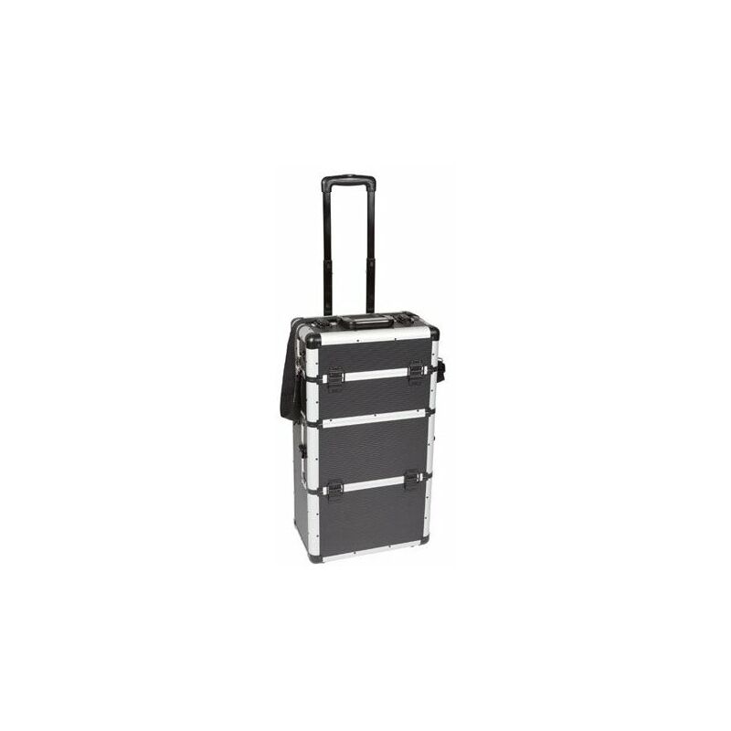 Mallette trolley en aluminium - noir - 370 x 270 x 670 mm