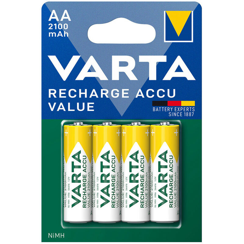 VARTA Piles rechargeables AA, lot de 4, Recharge Accu Power, 2600