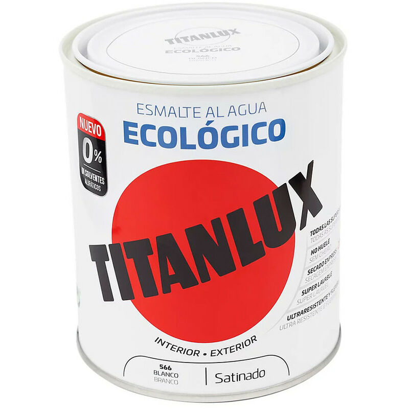 Émail À L'eau Écologique Satiné Blanc 750ml Titanlux 01t056634