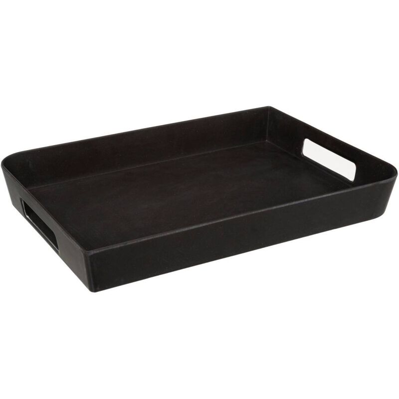 Plateau De Service Rond En Bambou 30x30x5cm Avec Poignées - QINERSAW Élégant Pour Thé, Café, Boissons Et Repas
