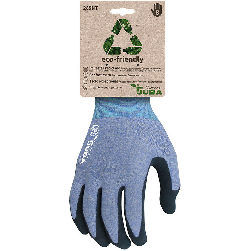 Gants de travail JUBA Polyester Nylon Nitrile Chaud Bleu