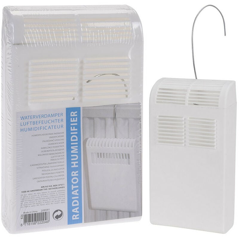 WENKO Saturateur radiateur Fleurs, humidificateur d'air à suspendre avec  crochet inclus, acier inox, Ø 5x20 cm, blanc