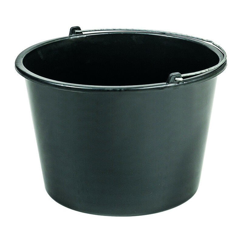 Seau De Chantier Noir 20 Litres - Avec Étrier Métallique, Résistant Et Pratique