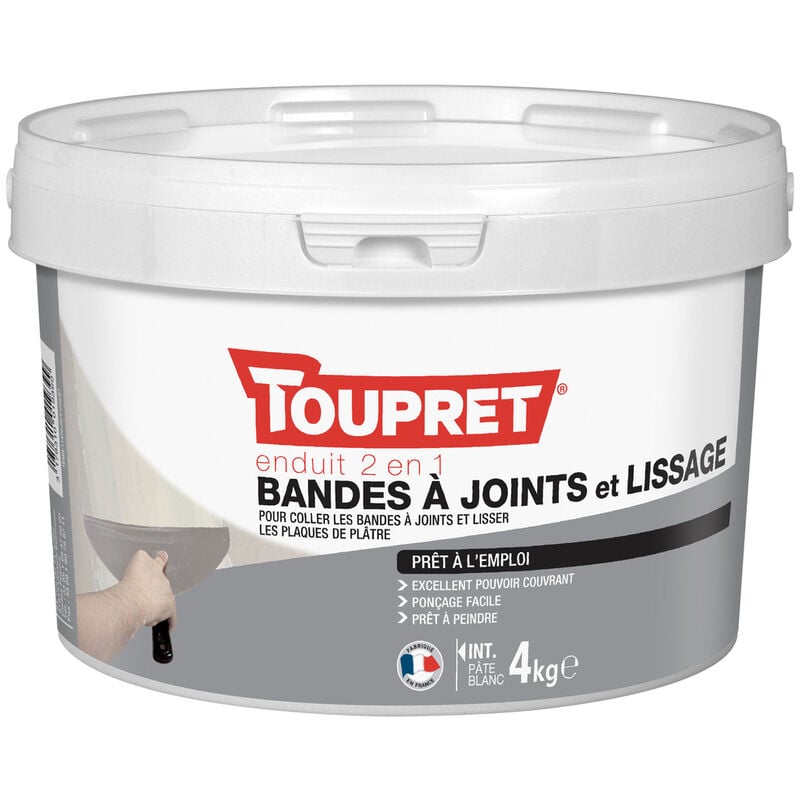 TOUPRET - Toupret Enduit pour lisser pâte pot 4 kg - Enduit de