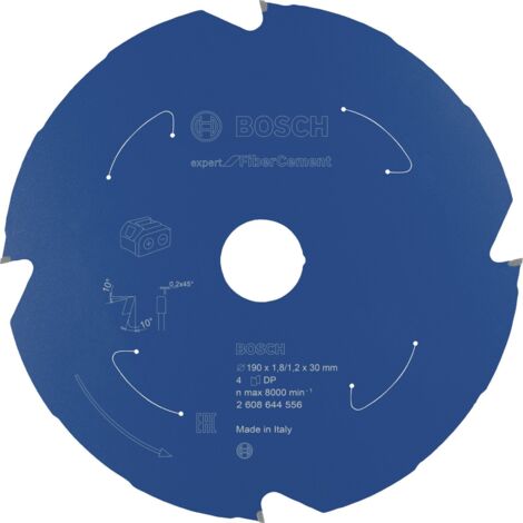 Bosch – Lame de scie circulaire 190 mm – Alésage 30 mm – 4 dents TCG – Pour fibre de ciment – Revêtement anti-corrosion ProteQtion (1/10)