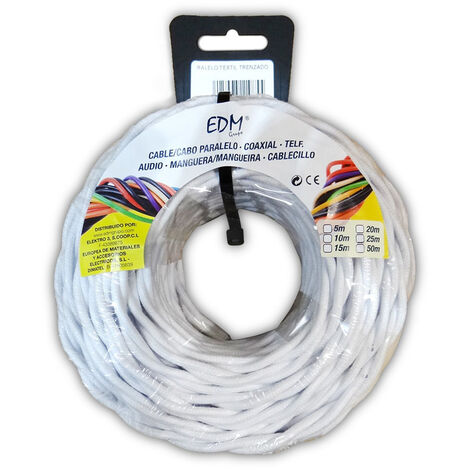 Câble électrique edm tressé blanc 5 mètres 2 x 1.5 mm (1/2)