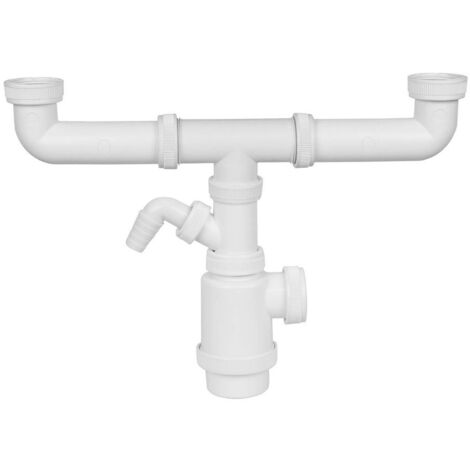 EDM – Siphon double extensible pour évacuation – Prise machine à laver – Tube en polypropylène – Installation rapide et hygiénique (1/3)