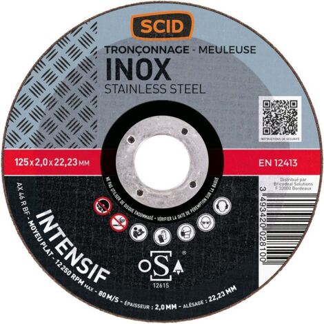 Disque à tronçonner - SCID - Diamètre 125 mm - Inox - Usage fréquent - Moyeu plat (1/3)