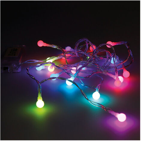 Guirlande à piles RVB 20 LED sphériques lumière multicolore 8 mm 2,3 m