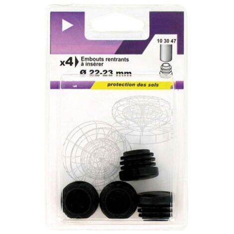 5 Patin Rentrant Plastique Noir ø22/23 - 4 Pce - Vynex (1/2)