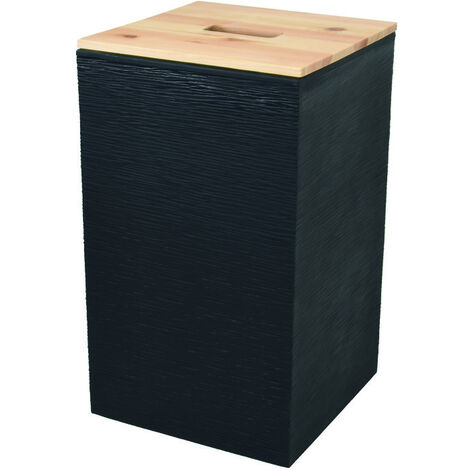 EDA – Coffre à pellets 20 kg – Dimensions 29,5 x 29,5 x 50,6 cm – Plastique recyclé et bois PEFC – Origine France Garantie (1/5)