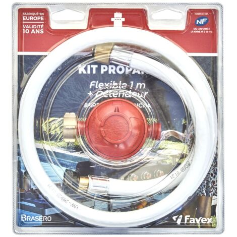 Kit PARASOL comprenant :1 détendeur propane type 697 37 mbar et 1 flexible basse pression Butane/Propane 1m50