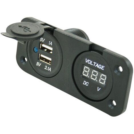 Socle 2 Prises Usb + Voltmètre Encastrable (1/2)