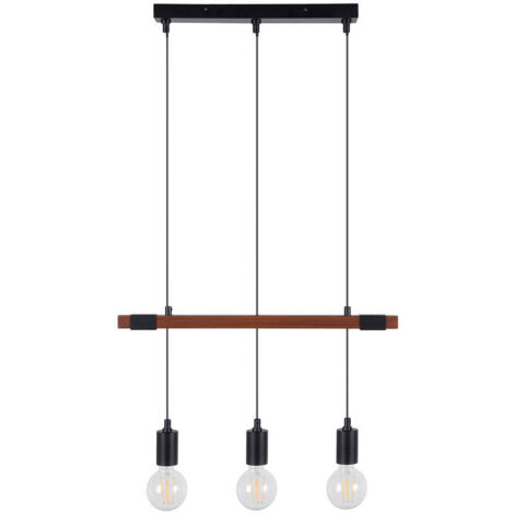 Suspension Lodge Bois Et Métal 3 Lampes (1/2)
